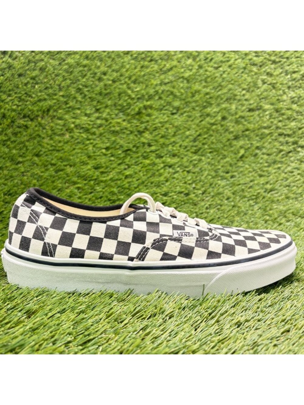 Vans Authentic Checkerboard Mens Size 8 White Black Skate Shoes Sneakers